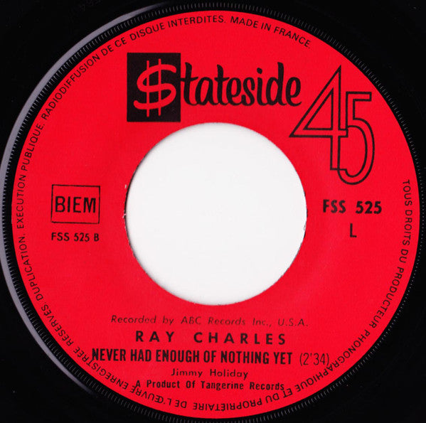 Ray Charles : Yesterday / Never Had Enough Of Nothing Yet (7", Single)