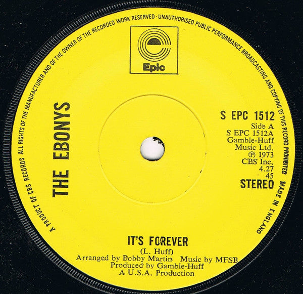 The Ebonys : It's Forever (7", Sol)