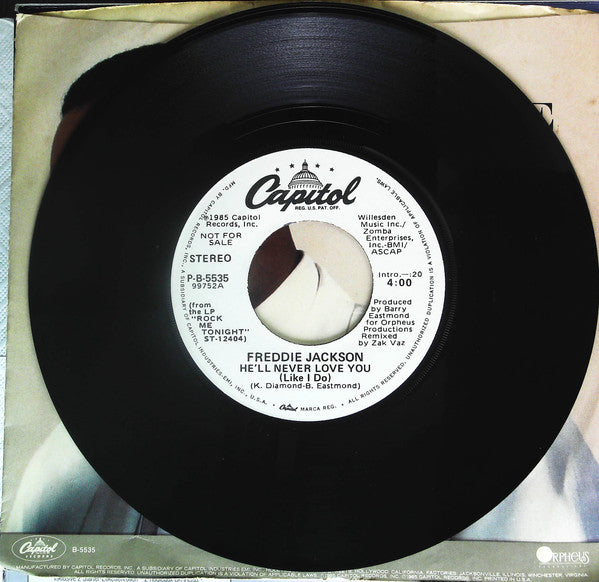 Freddie Jackson : He'll Never Love You (Like I Do)  (7", Promo, Jac)