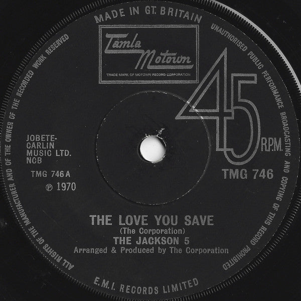 The Jackson 5 : The Love You Save (7", Single, Sol)