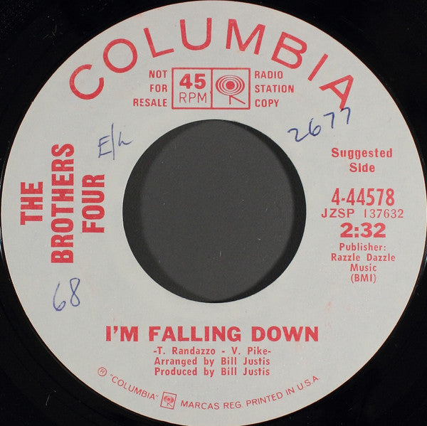 The Brothers Four : I'm Falling Down (7", Promo, Styrene)