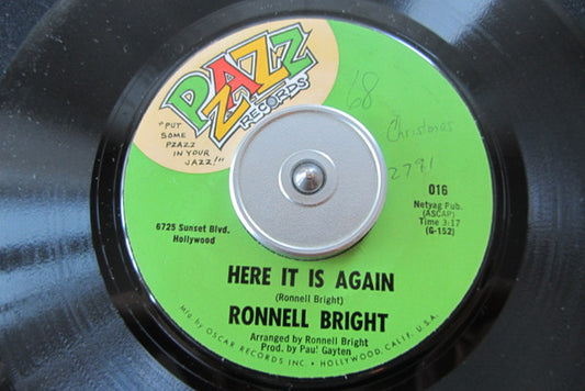 Ronnell Bright : To Be Alone With You / Here It Is Again (7", Single, Styrene, Mon)