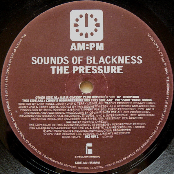Sounds Of Blackness : The Pressure (U.B.P. / Cevin Fisher Mixes) (12", Single)