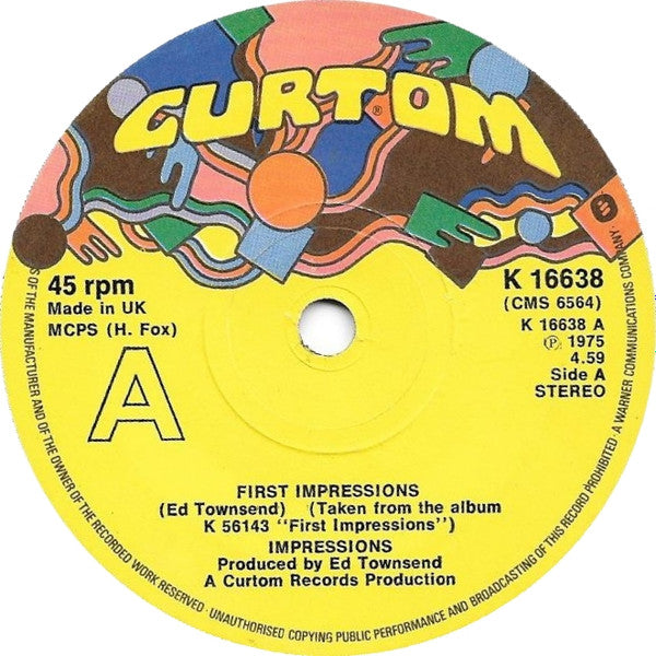 The Impressions : First Impressions (7", Single, Sol)