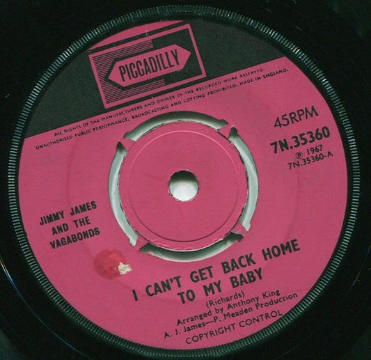 Jimmy James And The Vagabonds* : I Can't Get Back Home To My Baby (7", Single)