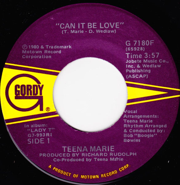 Teena Marie : Can It Be Love (7", Single)