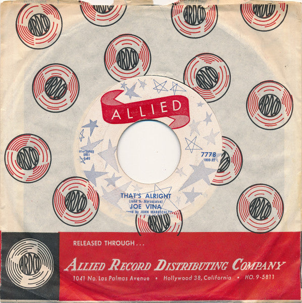 Joe Vina : That's Alright (7", Single, Styrene)