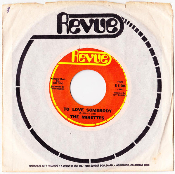 The Mirettes : In The Midnight Hour / To Love Somebody (7", Single, Mon)