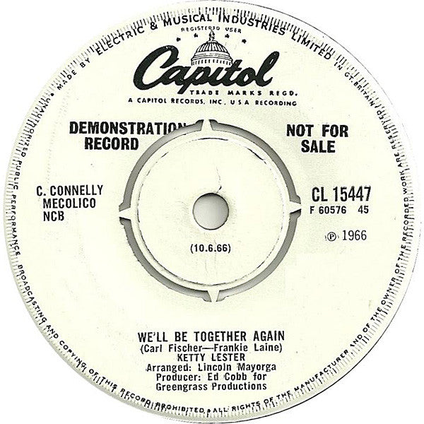 Ketty Lester : When A Woman Loves A Man (7", Promo)