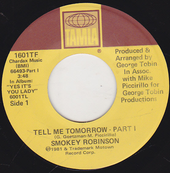 Smokey Robinson : Tell Me Tomorrow - Part I & Part II (7", Single)