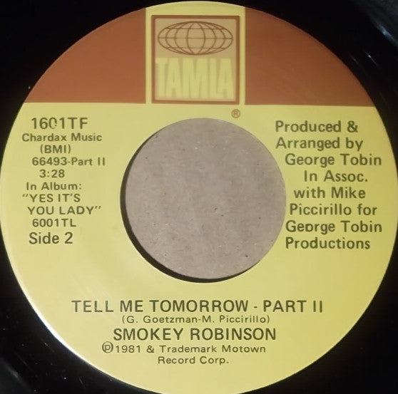 Smokey Robinson : Tell Me Tomorrow - Part I & Part II (7", Single)