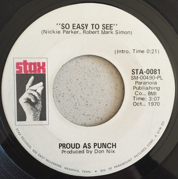 Proud As Punch : So Easy To See / If You Look Into My Eyes (7", Single, Promo, PL )