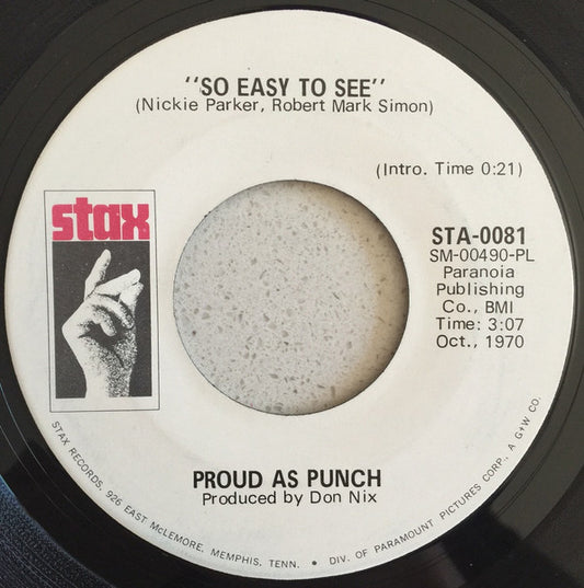 Proud As Punch : So Easy To See / If You Look Into My Eyes (7", Single, Promo, PL )