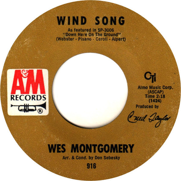 Wes Montgomery : Wind Song / Goin' On To Detroit (7", Single, Styrene, Mon)