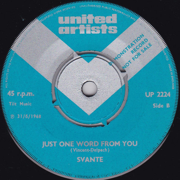 Svante Thuresson : Baby I Need Your Loving / Just One Word From Me (7", Promo)