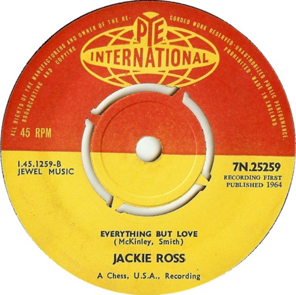 Jackie Ross : Selfish One / Everything But Love (7", Single)