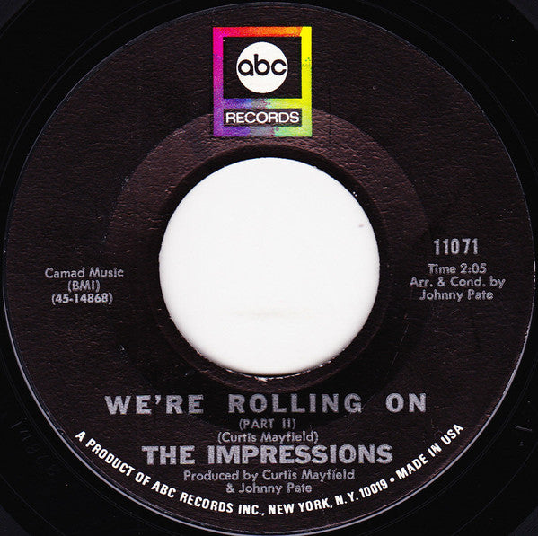 The Impressions : We're Rolling On (7", Styrene, Mon)