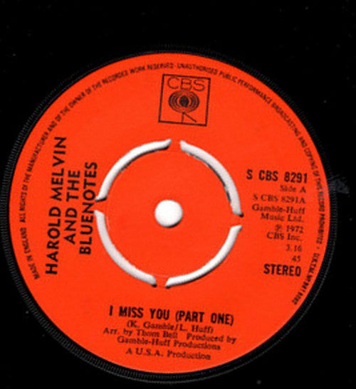 Harold Melvin And The Blue Notes : I Miss You (Part One) (7", Single, 4 P)