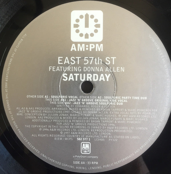 East 57th St. Featuring Donna Allen : Saturday (The Jazz 'N' Groove Mixes) (12")