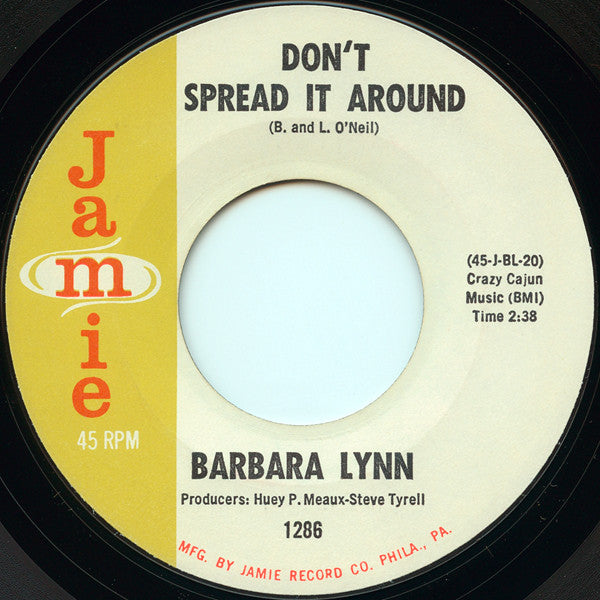 Barbara Lynn : Don't Spread It Around (7", Single, Styrene)