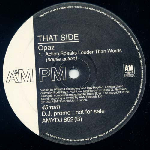 Opaz : Action Speaks Louder Than Words (12", Promo)