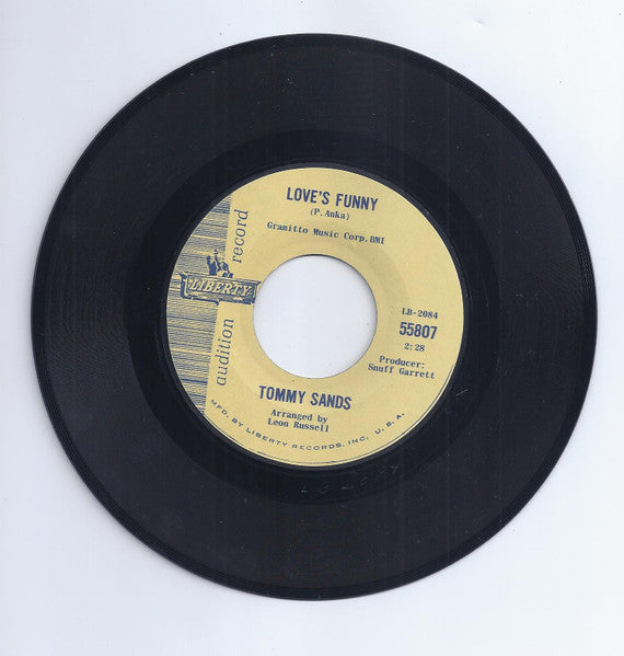 Tommy Sands : Love's Funny / One Rose Today, One Rose Tomorrow (7", Promo)