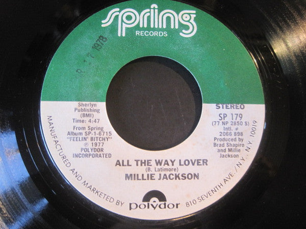 Millie Jackson : All The Way Lover (7", Single)