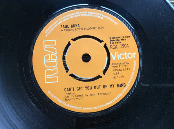 Paul Anka : Happy / Can't Get You Out Of My Mind (7", Promo)