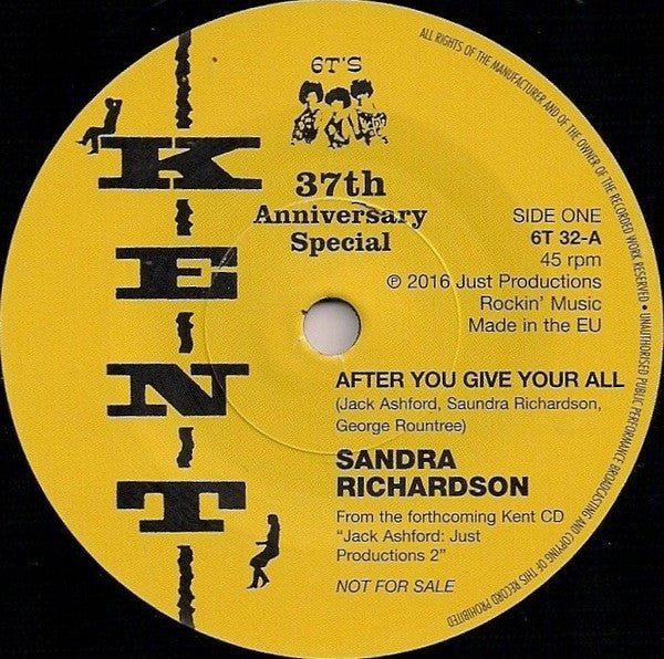 Sandra Richardson / The Hytones : After You Give Your All / Runaway Girl (7", Single, Promo)