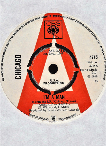 Chicago (2) : I'm A Man (7", Single, Promo)