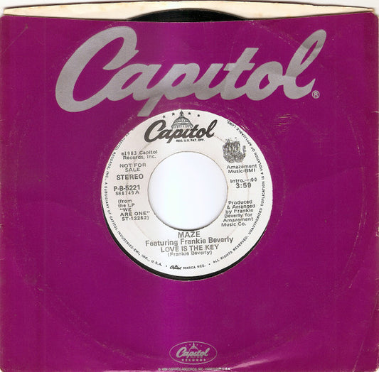 Maze Featuring Frankie Beverly : Love Is The Key (7", Single, Promo)