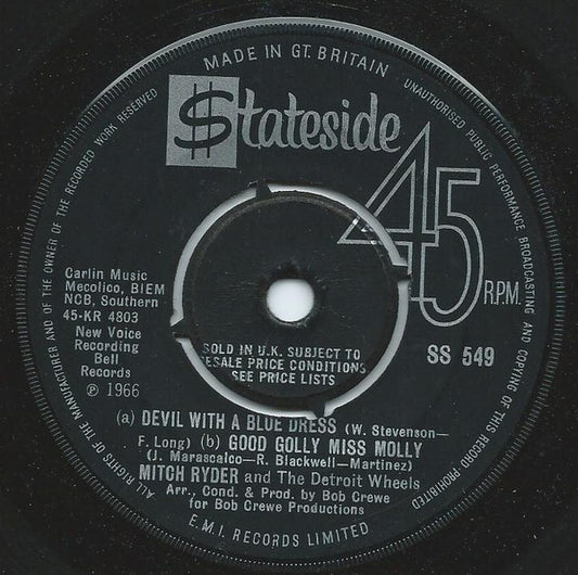 Mitch Ryder & The Detroit Wheels : Devil With A Blue Dress On & Good Golly Miss Molly (7", Single, 4-p)