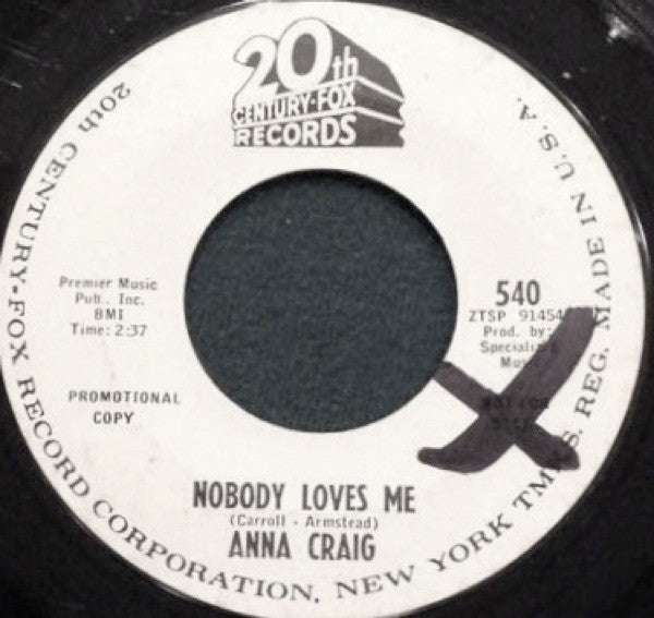 Anna Craig : Nobody Loves Me / Can't Beat Love (7", Promo)