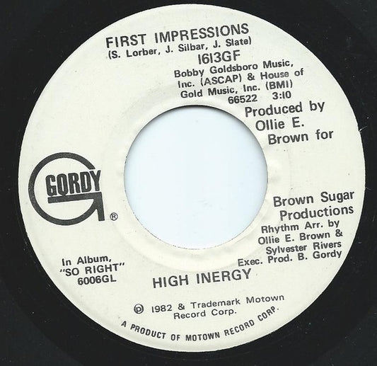 High Inergy : First Impressions (7", Single, Promo)