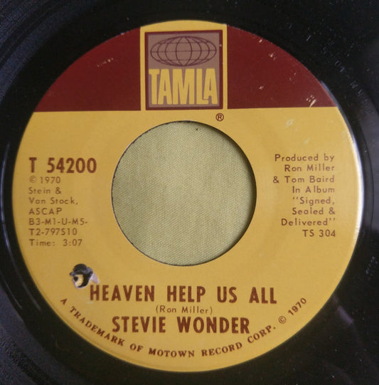 Stevie Wonder : Heaven Help Us All / I Gotta Have A Song (7", Single, Mono, ARP)