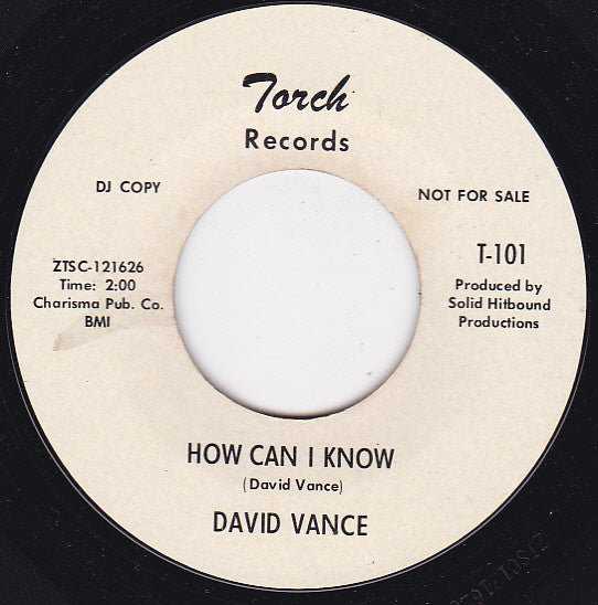 David Vance (3) : Be Mine Again / How Can I Know (7", Single, Promo)