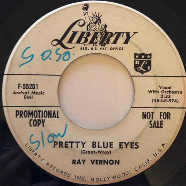 Ray Vernon : Pretty Blue Eyes / My Sugar Plum (7", Single, Promo)