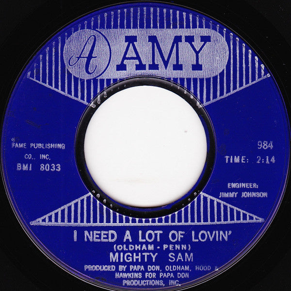 Mighty Sam : Talk To Me, Talk To Me / I Need A Lot Of Lovin' (7")