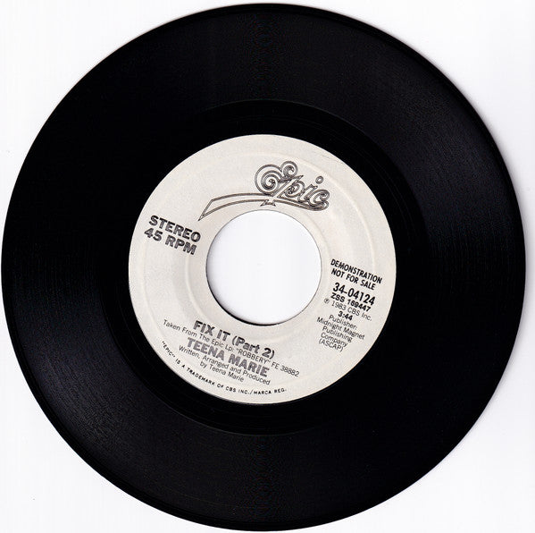 Teena Marie : Fix It (Part 1) / Fix It (Part 2) (7", Promo)