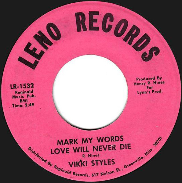 Vicki Williams : Mark My Words Love Will Never Die / Without Your Love I Can't Make It (7")